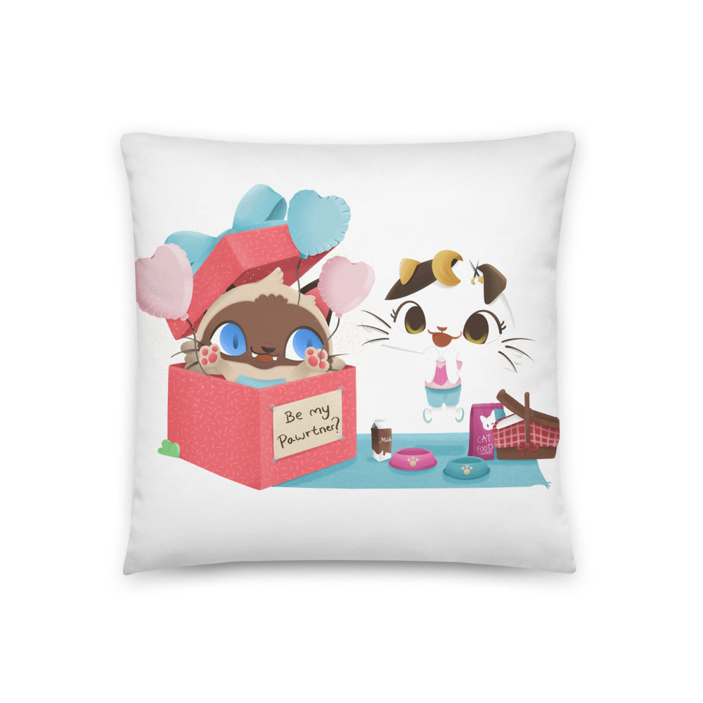 Kitty Cat Artwork Valentine’s Day Throw Pillow | Cute Valentine’s Day Gift for Girlfriend, Wife or Marriage Proposal | Valentine’s Home Décor