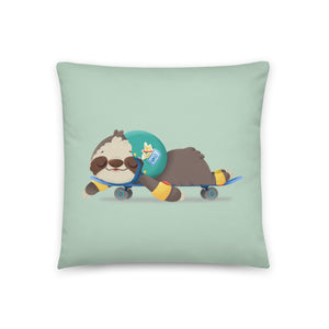 Cute Sloth Skateboarding Designer Pillow