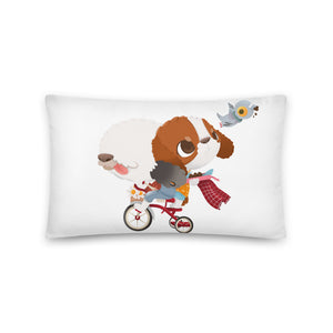 Valentine’s Day Gift Pillow with Cute Sloth and Dog Cartoon Artwork | Throw Pillow with Hearts, Roses and Chocolate Design