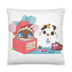 Kitty Cat Artwork Valentine’s Day Throw Pillow | Cute Valentine’s Day Gift for Girlfriend, Wife or Marriage Proposal | Valentine’s Home Décor