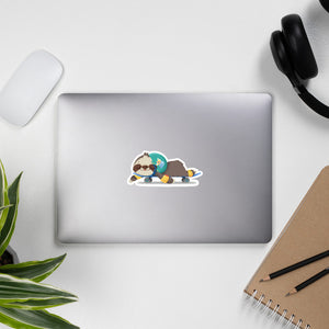 GrumpySloth Cute Sloth Skateboarding Bubble-free stickers