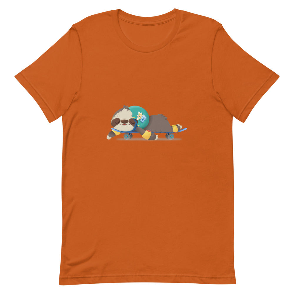 Cute Sloth Skateboarding Designer Short-Sleeve Unisex T-Shirt