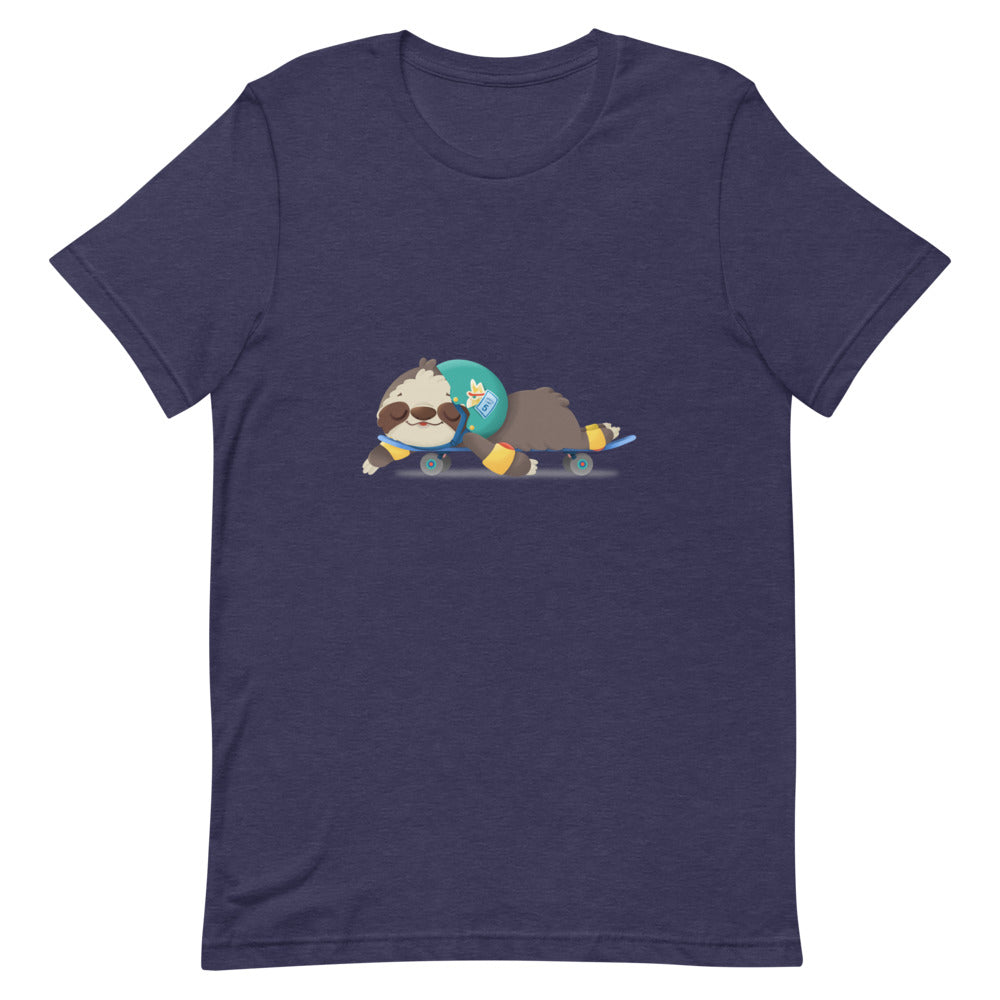 Cute Sloth Skateboarding Designer Short-Sleeve Unisex T-Shirt