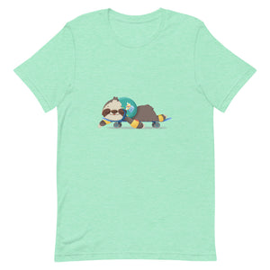 Cute Sloth Skateboarding Designer Short-Sleeve Unisex T-Shirt