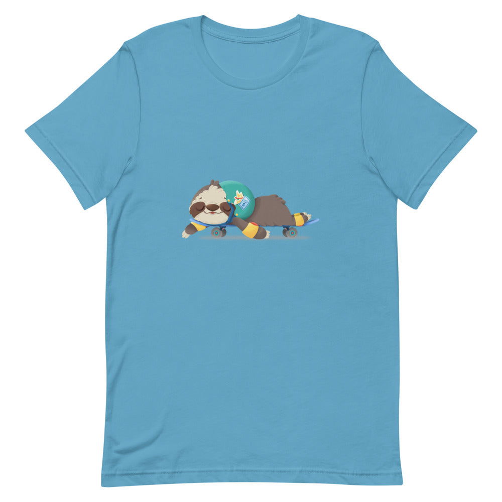 Cute Sloth Skateboarding Designer Short-Sleeve Unisex T-Shirt