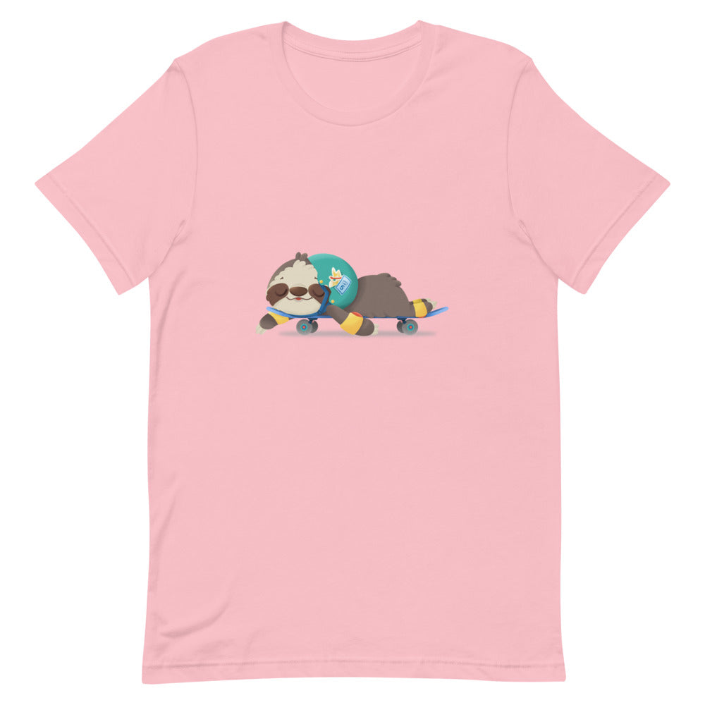 Cute Sloth Skateboarding Designer Short-Sleeve Unisex T-Shirt