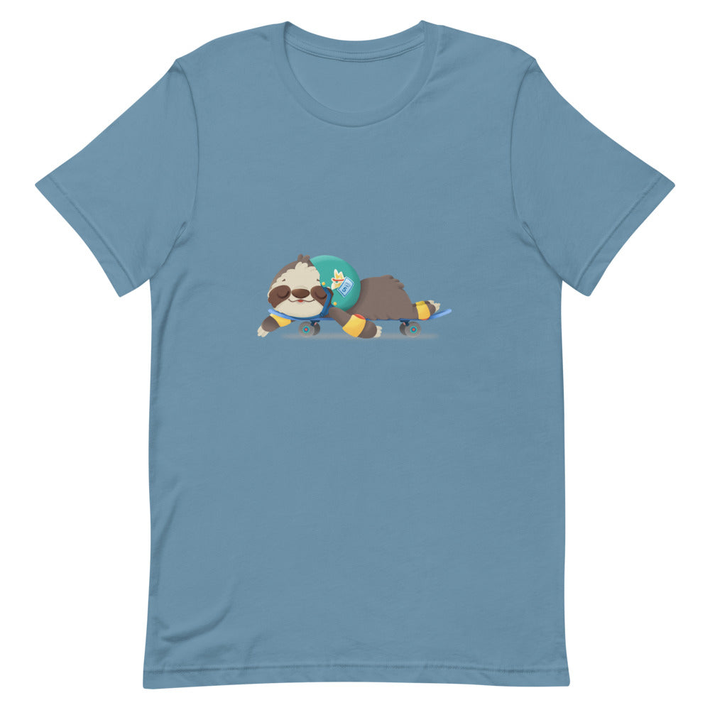 Cute Sloth Skateboarding Designer Short-Sleeve Unisex T-Shirt