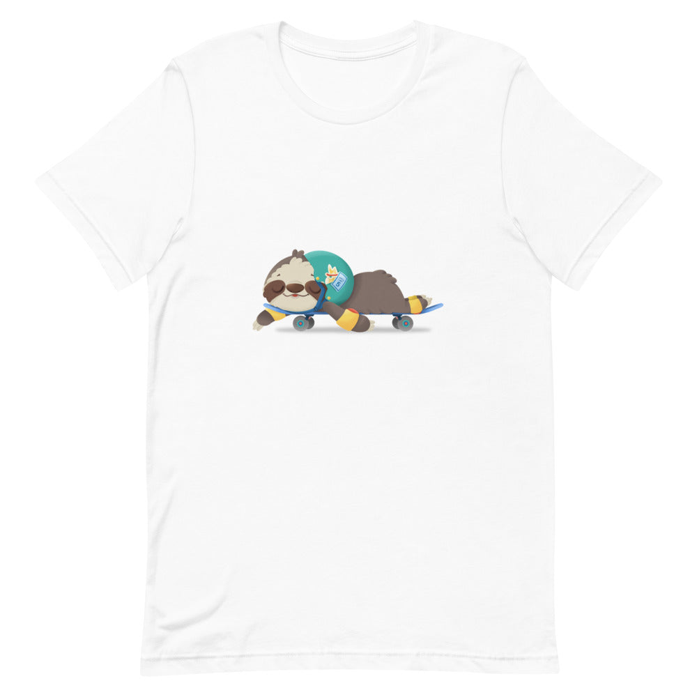 Cute Sloth Skateboarding Designer Short-Sleeve Unisex T-Shirt