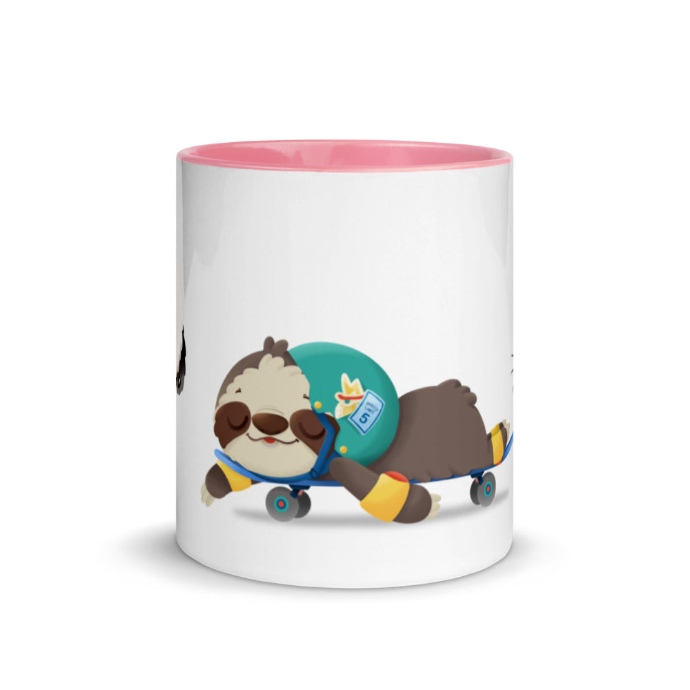 Cute Sloth skateboarding Color Mug